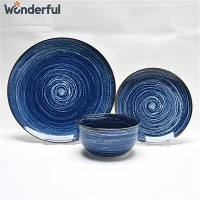 18pcs Elegant и долговечный керамический набор керамических посудов Blue Swirl